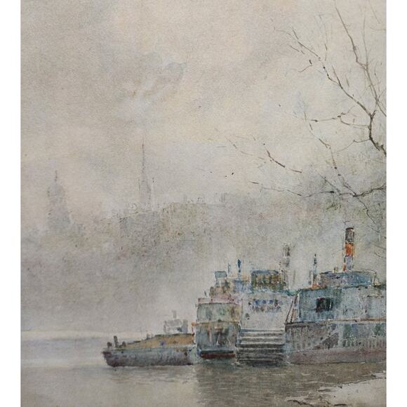 Paul Sawyier “Misty Evening” Lithograph Framed Gold Beveled Wood KY Art 1973 VTG - Picture 3 of 13